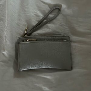 grey double pocket wristlet wallet